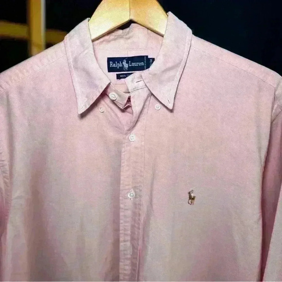 VTG Ralph Lauren Men's  Pink Oxford Button Down  16 1/12 -‎ 34 - Picture 3 of 5